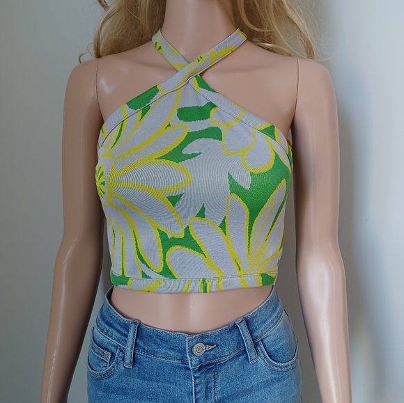 Zara | Tops | Zara Floral Jacquard Halter Top Womens Size Small Nwt |  Poshmark